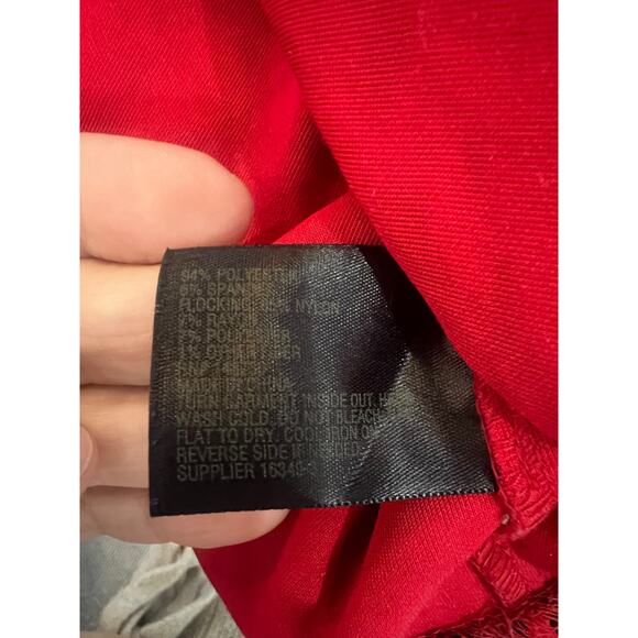 ❤️🖤 Worthington Red & Black Velvet Damask Midi Dress – Size 6 ❤️🖤 - Picture 7 of 11